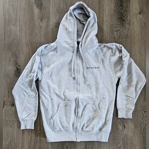 Mens Gray SpaceX Zip-up Hoodie